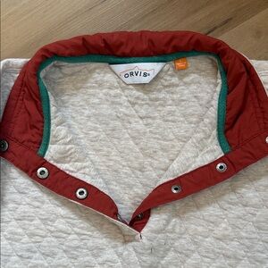 Orvis Quilted Pullover with Maroon and Teal Accents